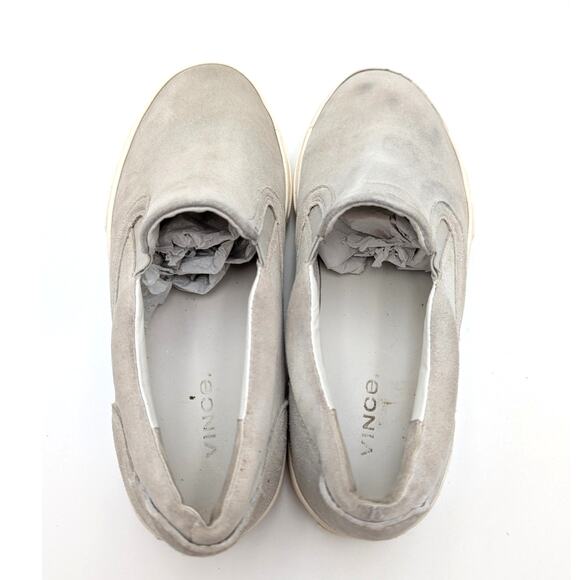 Vince Fairfax Suede Slip-On Sneaker Shoes Round Toe Men's Smoke Size US8M EU41 - Picture 6 of 12